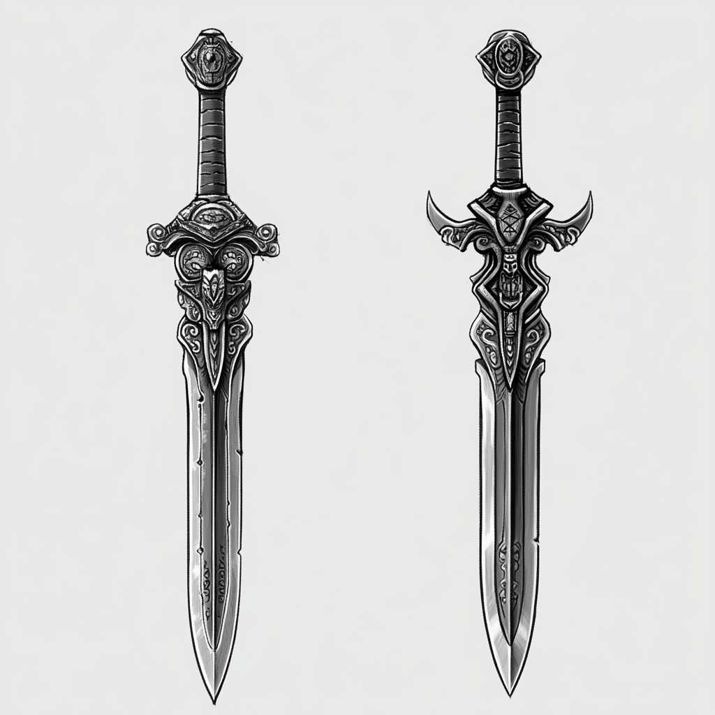 Ultrarealistic Sword and Dagger with Aztec Details