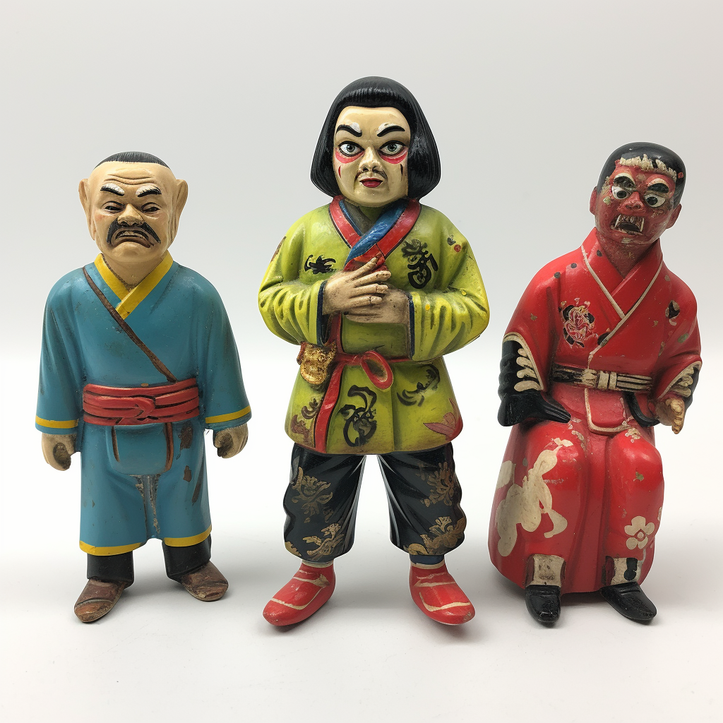 Various sizes vintage Japanese horror figures from 1960s.