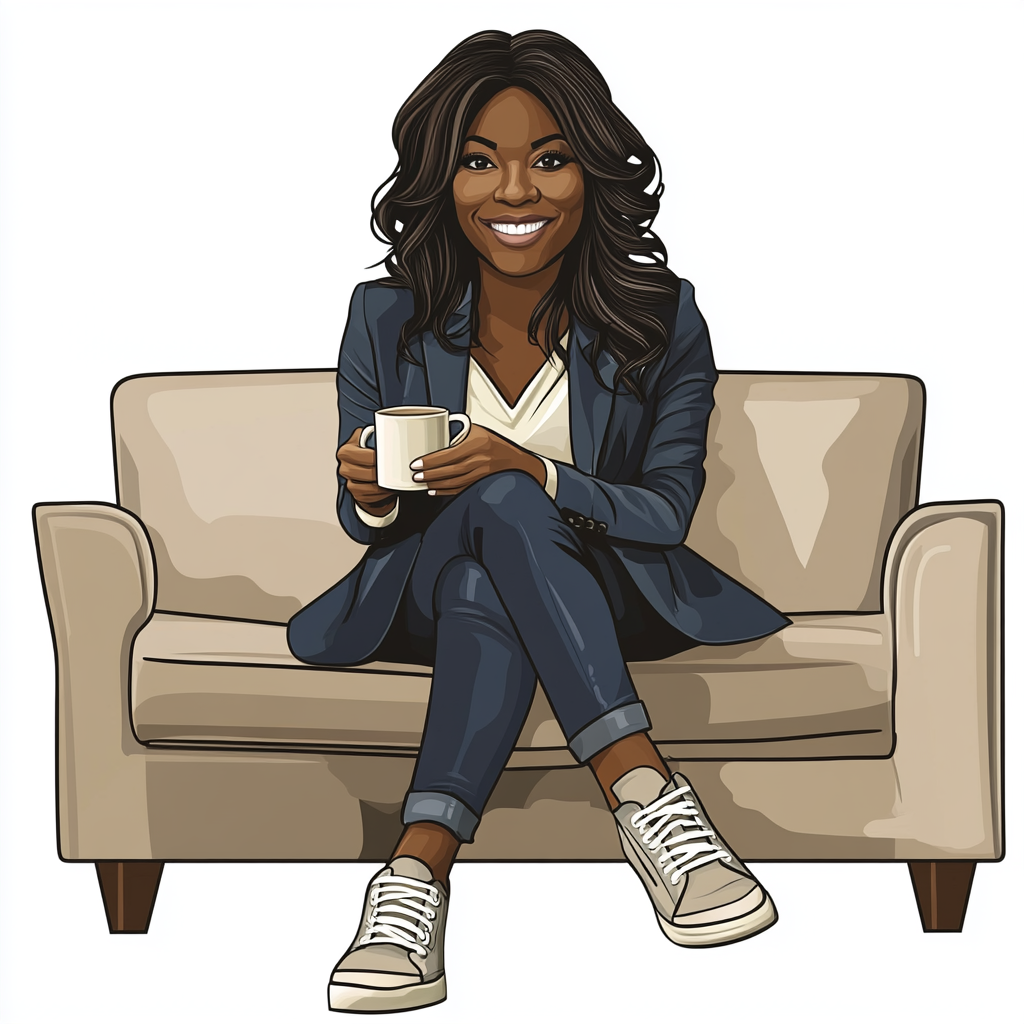 Vector art of black female politician in casual pose.