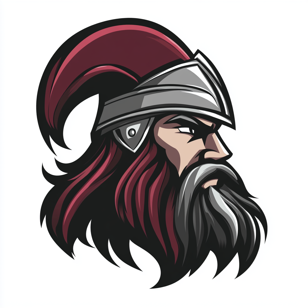 Viking Mascot Logo in School Football Team Colors 