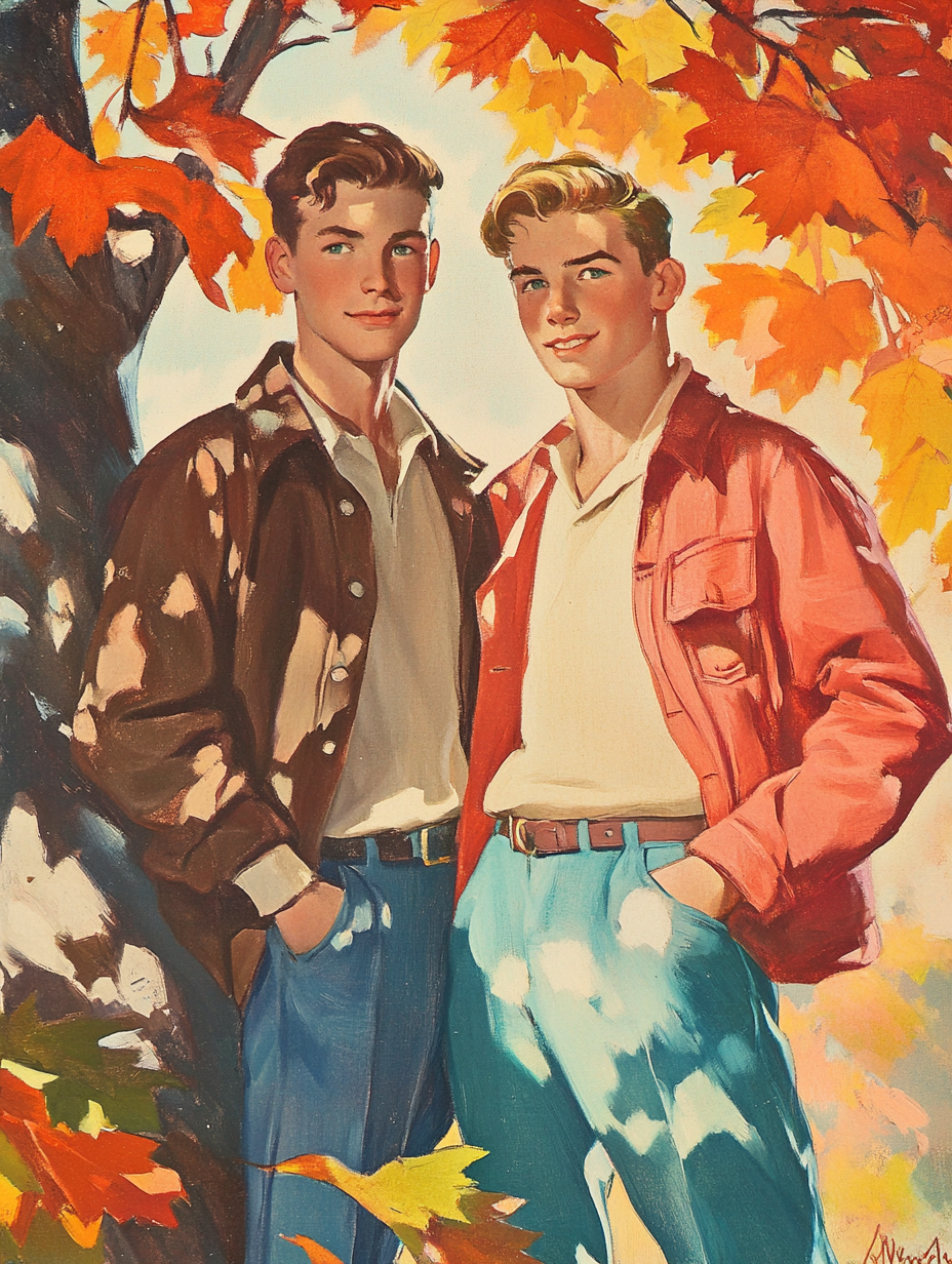 Vintage Hardy Boys book cover: two college boys in fraternity.