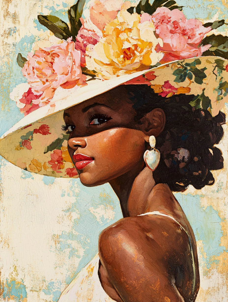 Vintage book cover with black woman in floral hat.