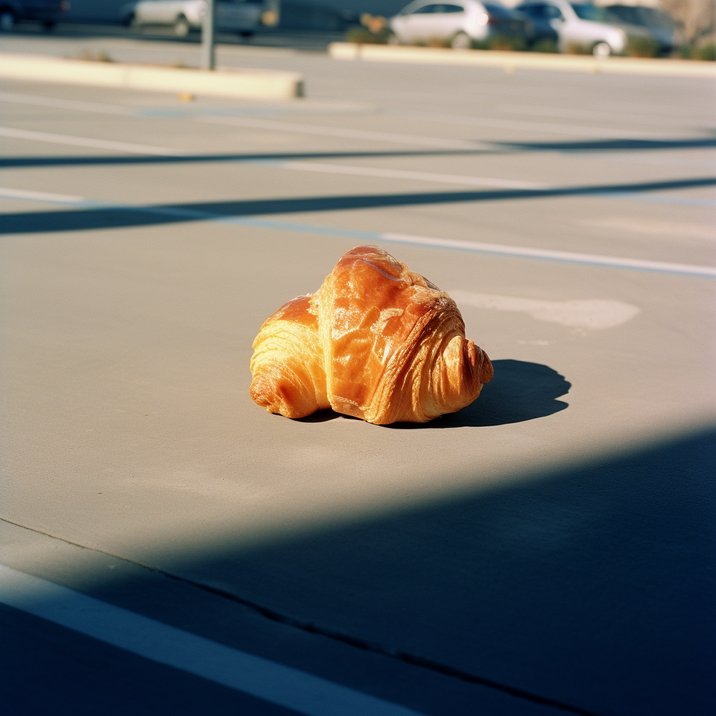 croissant in colorful parking lot