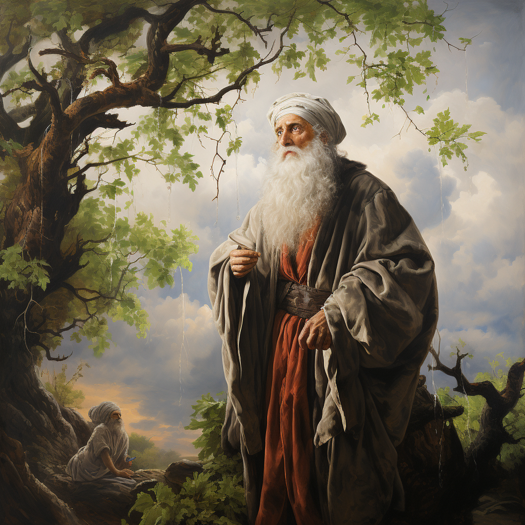 Abraham, our Jewish father surrounded by lush vegetation