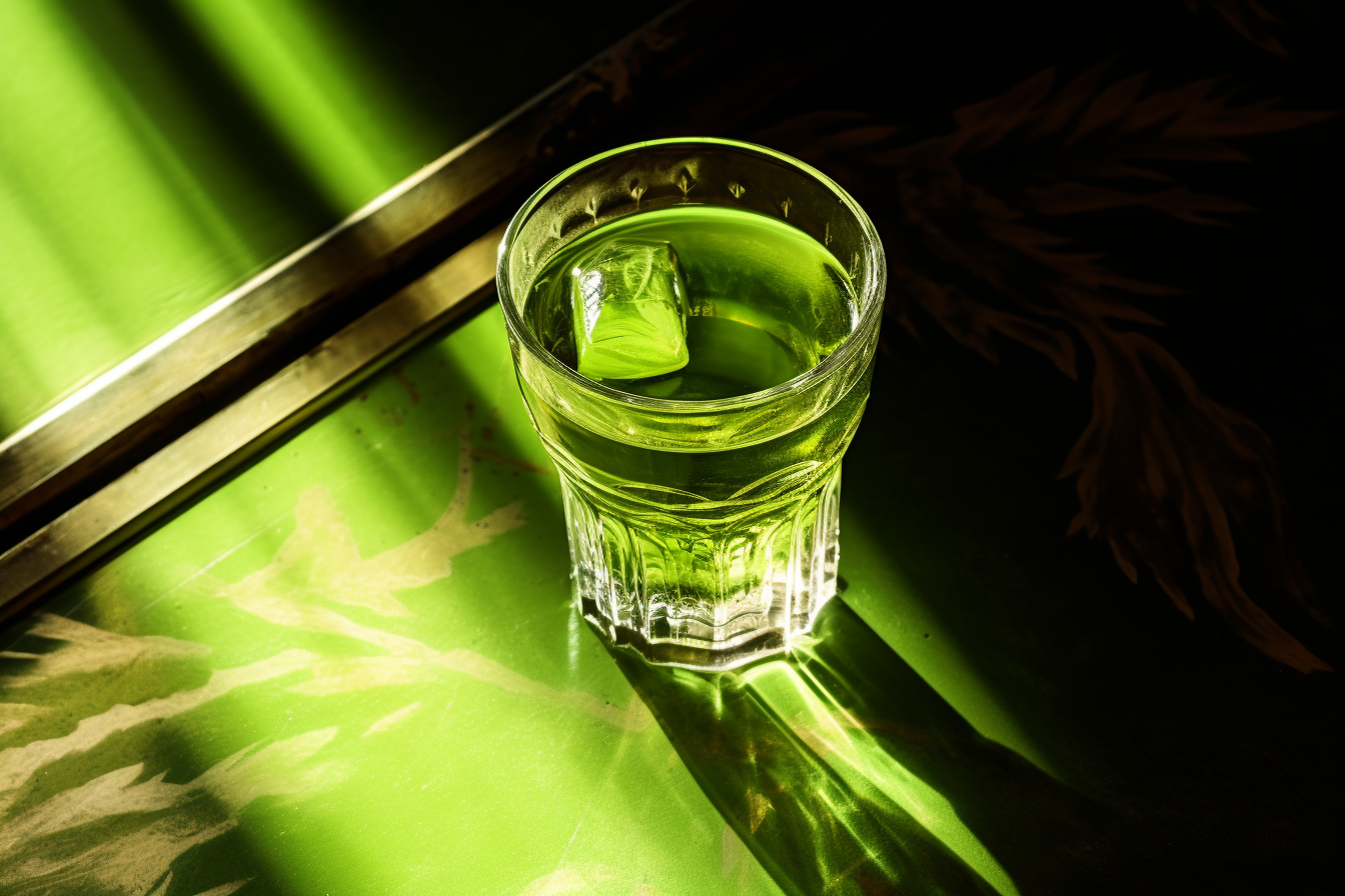 Shining through: Glass of absinthe in mesmerizing macro shot