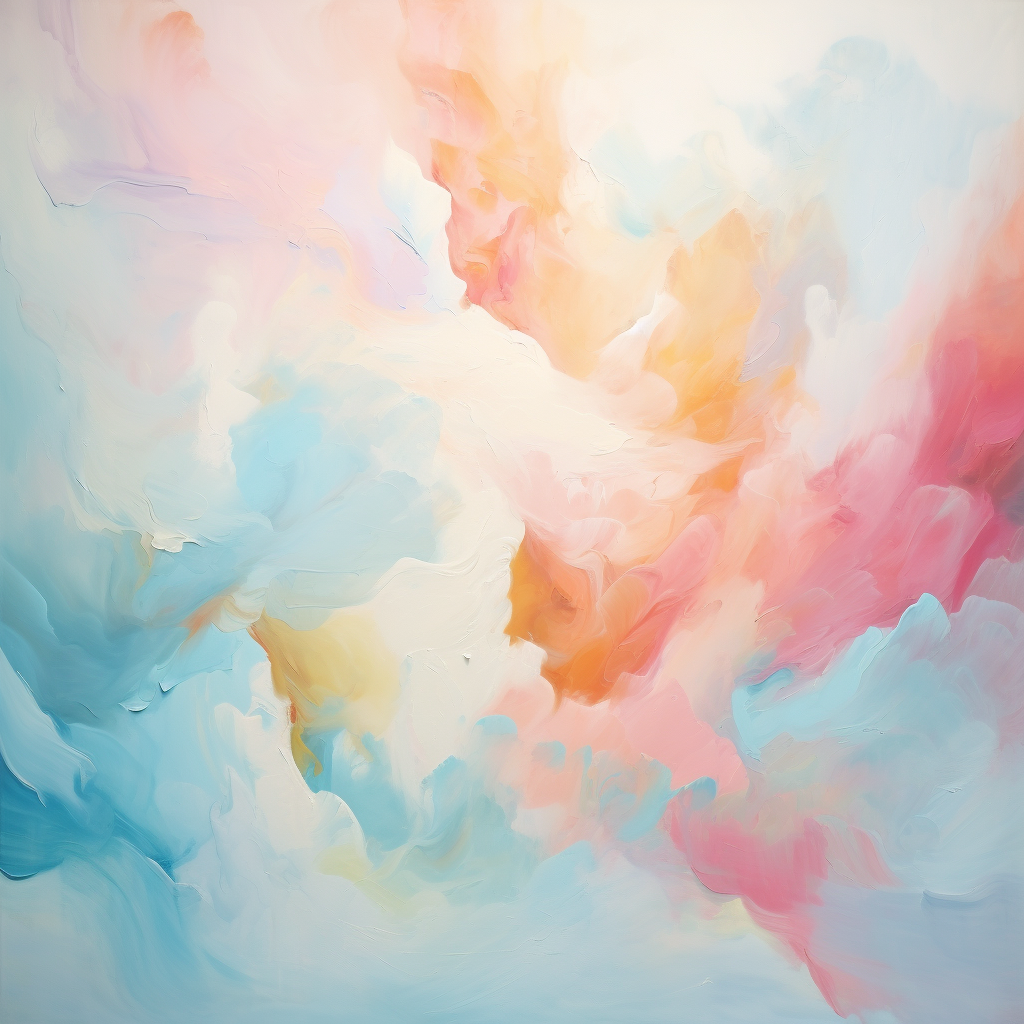 Abstract art painting with happy pastel colors