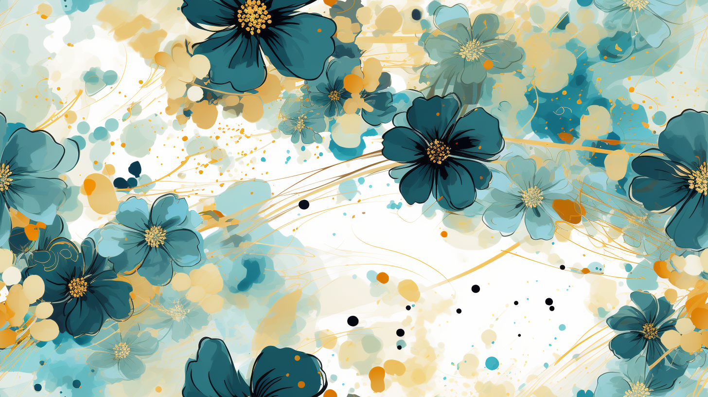 Colorful ink splatter flowers artwork