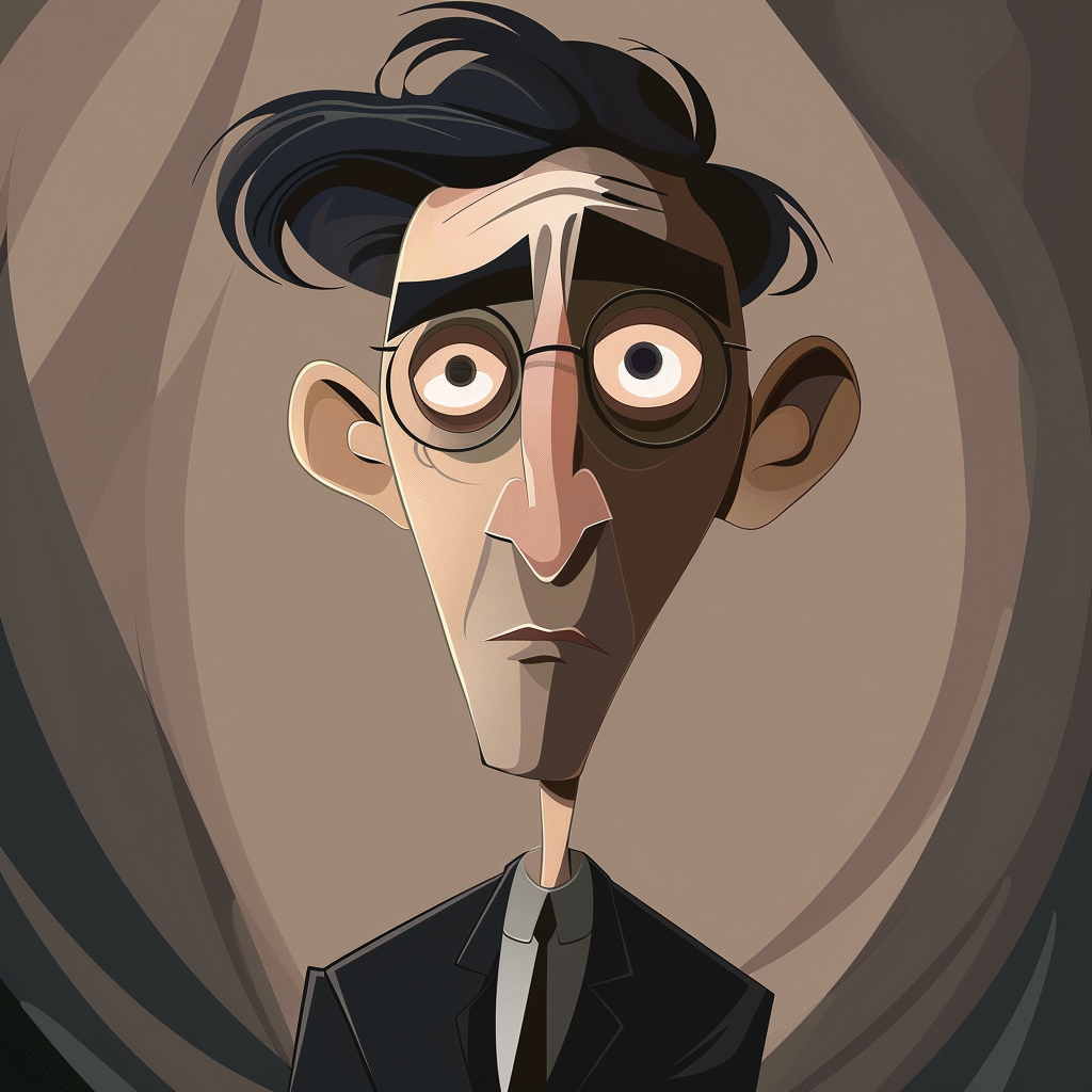 Cartoon representation of Kafka's absurd work