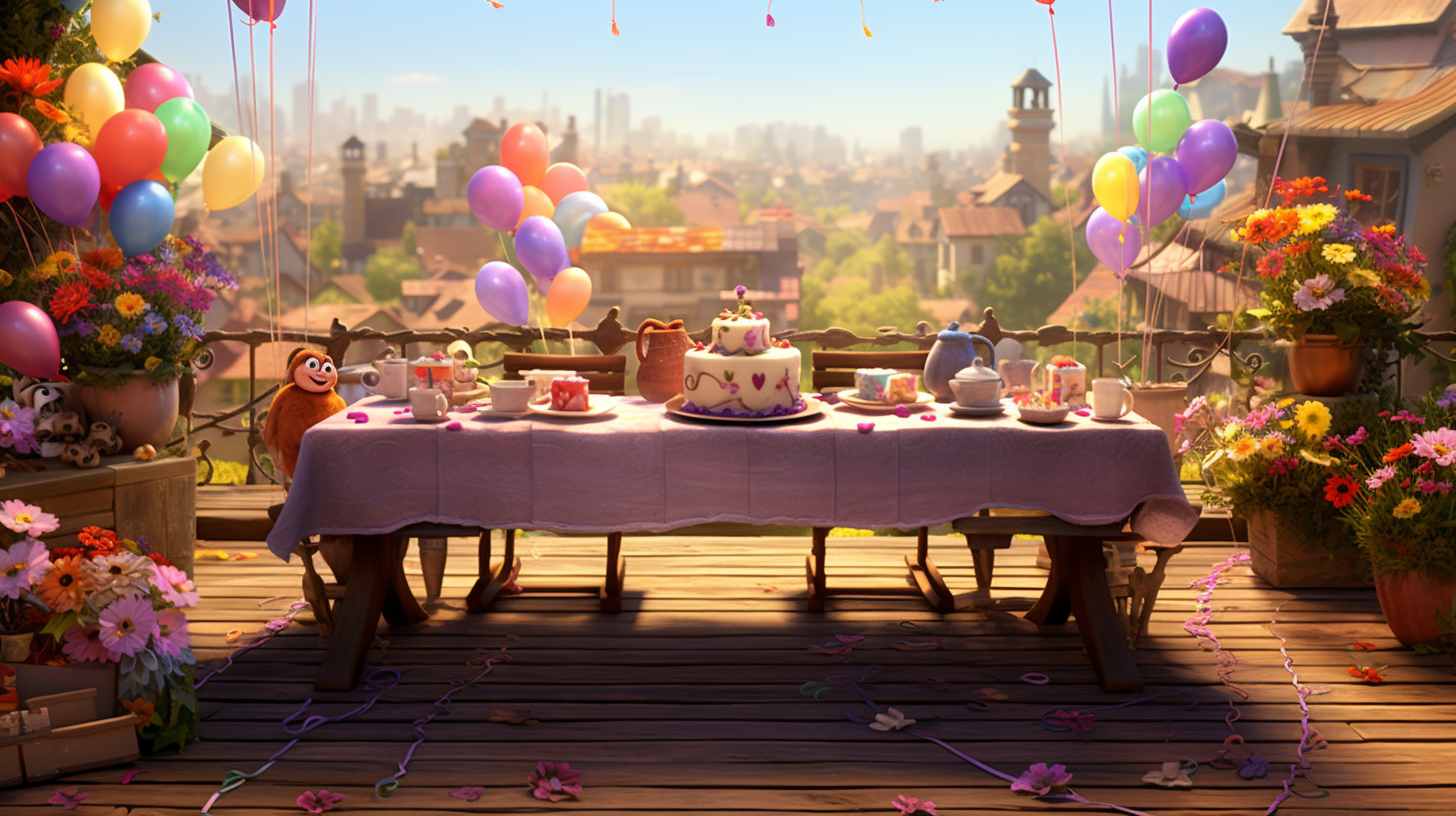 Pixar-style table with abundant wishes