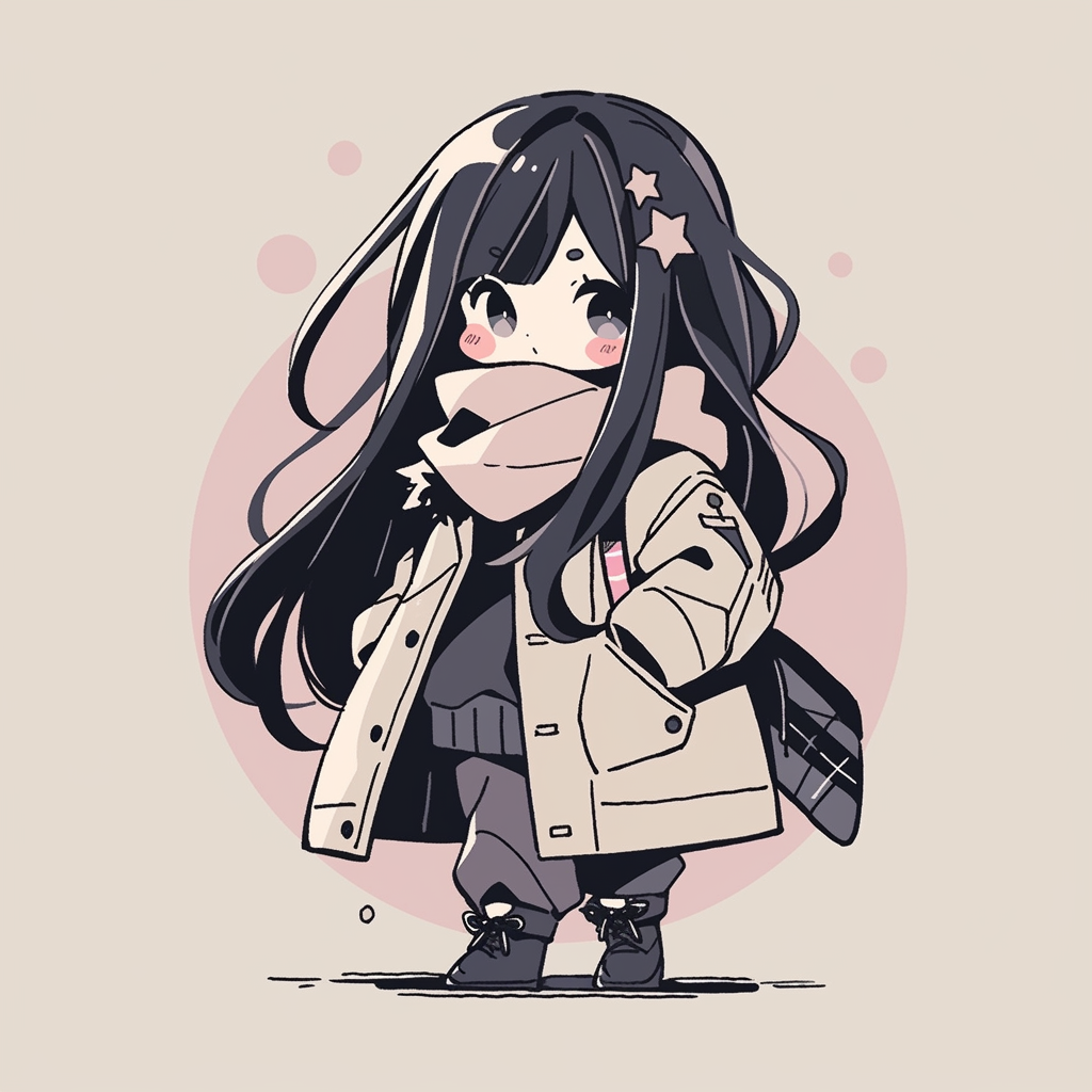 Chibi girl in fashionable clothes