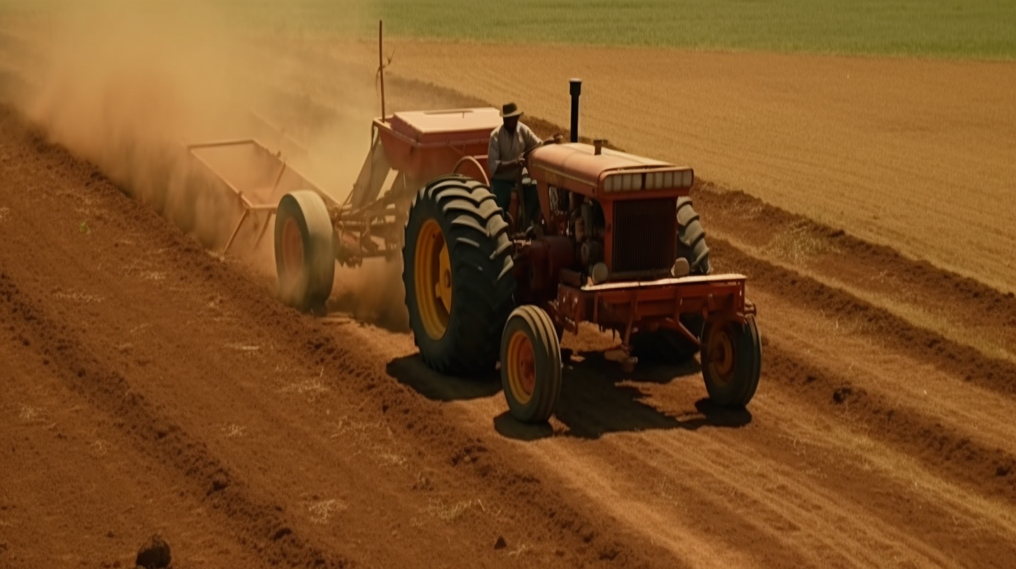 African farm harvester plowing field