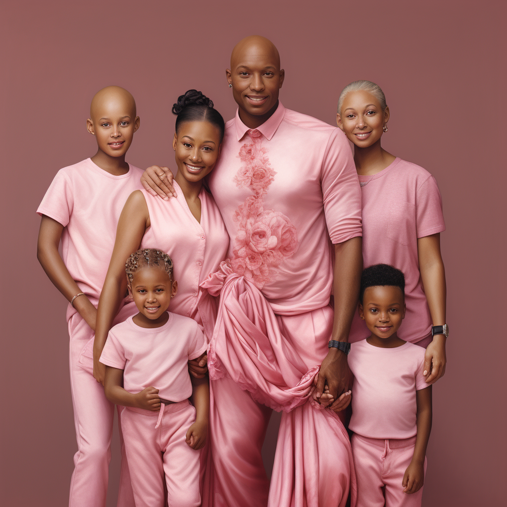 African American family in pink dresses