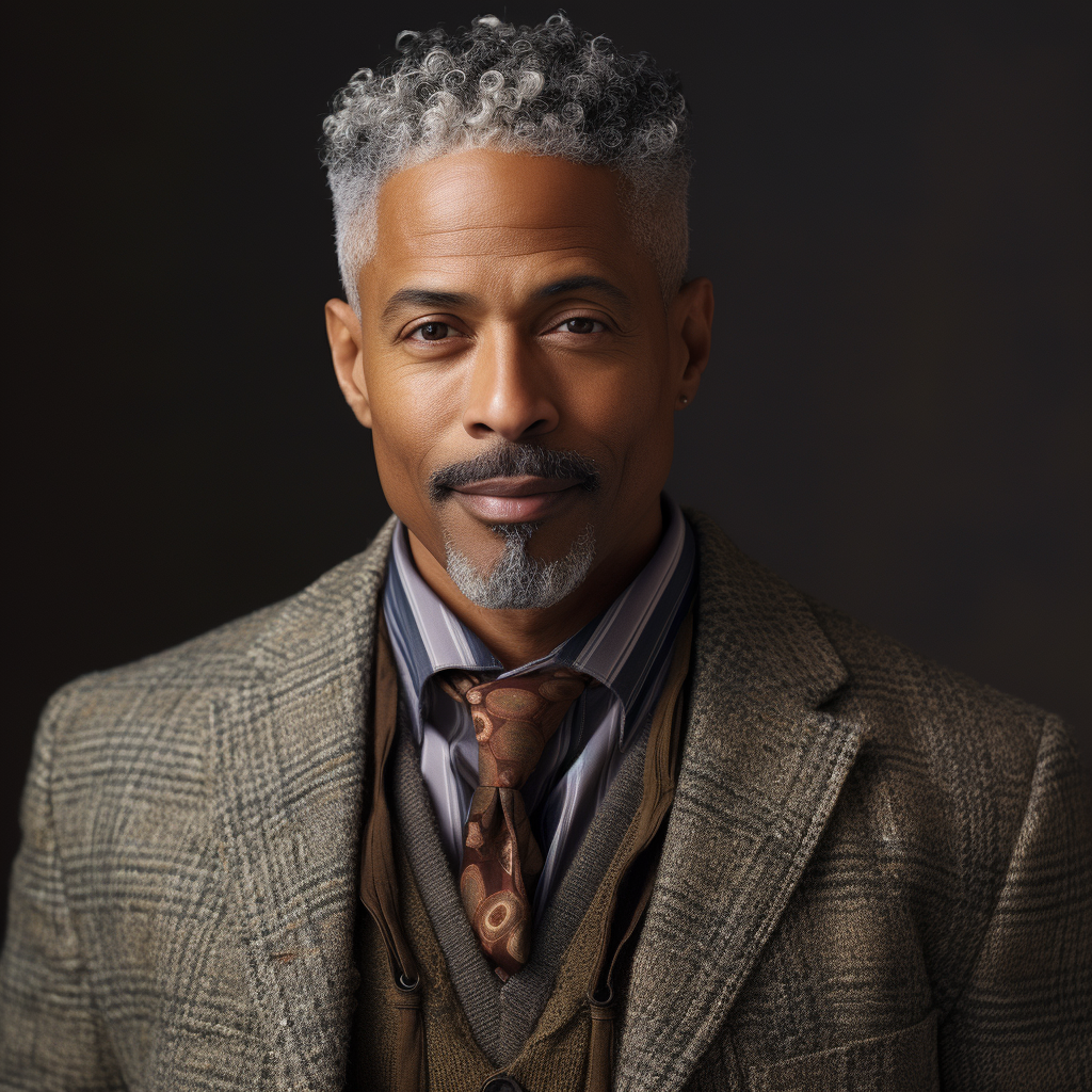 Smiling African American man in upscale home office