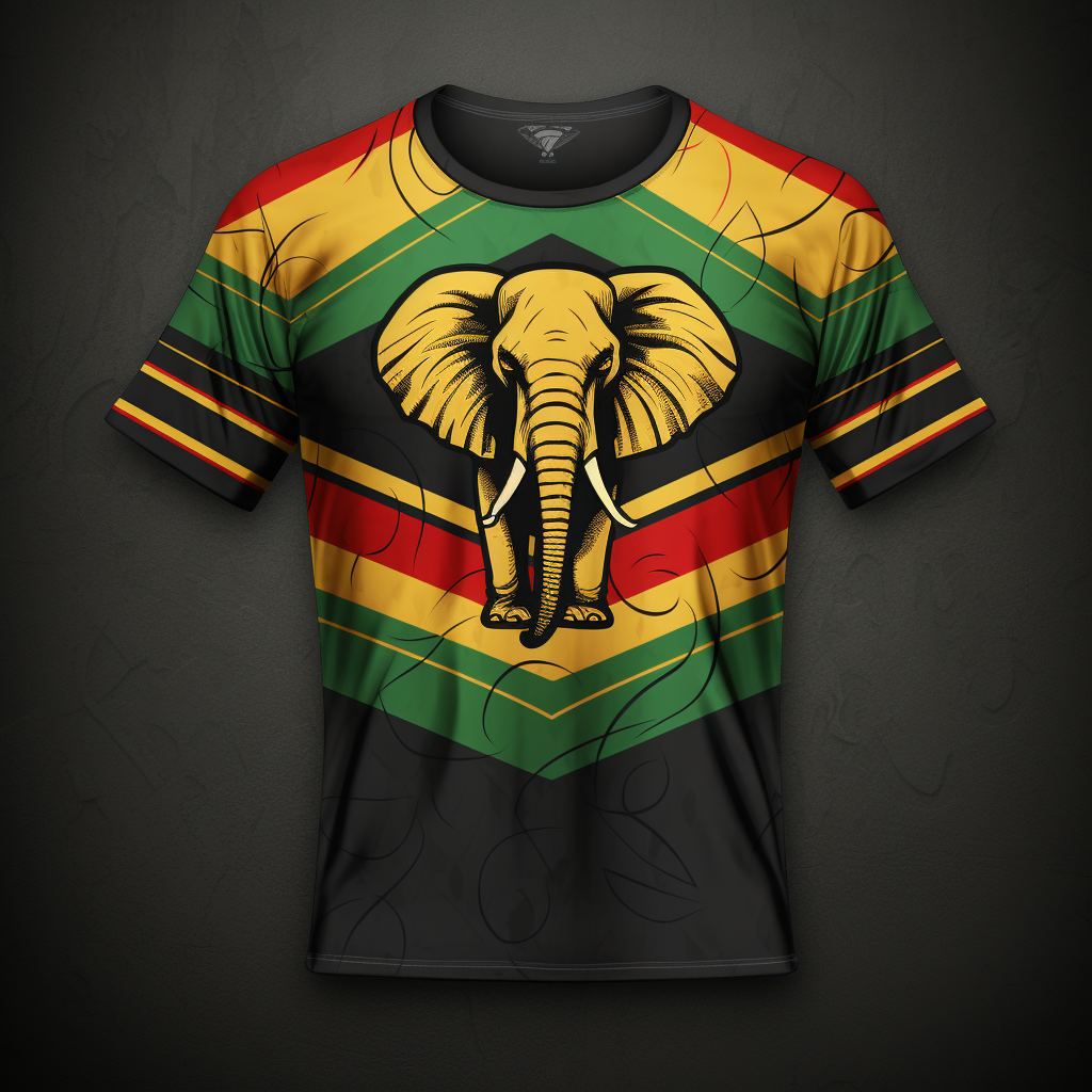 African soccer team jersey with flag and elephant