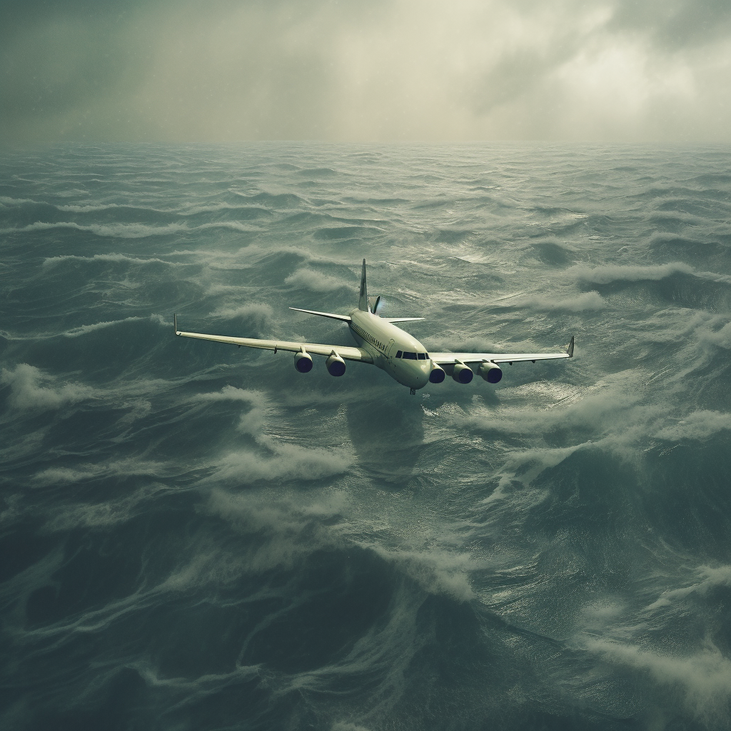 Beautiful airplane in ocean landscape