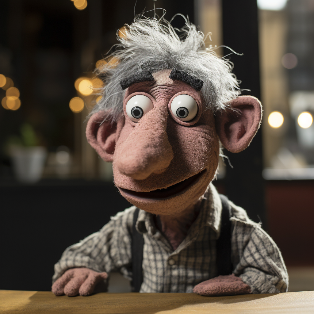 Alf the Puppet with Grey Hair and Dark Grey Snout