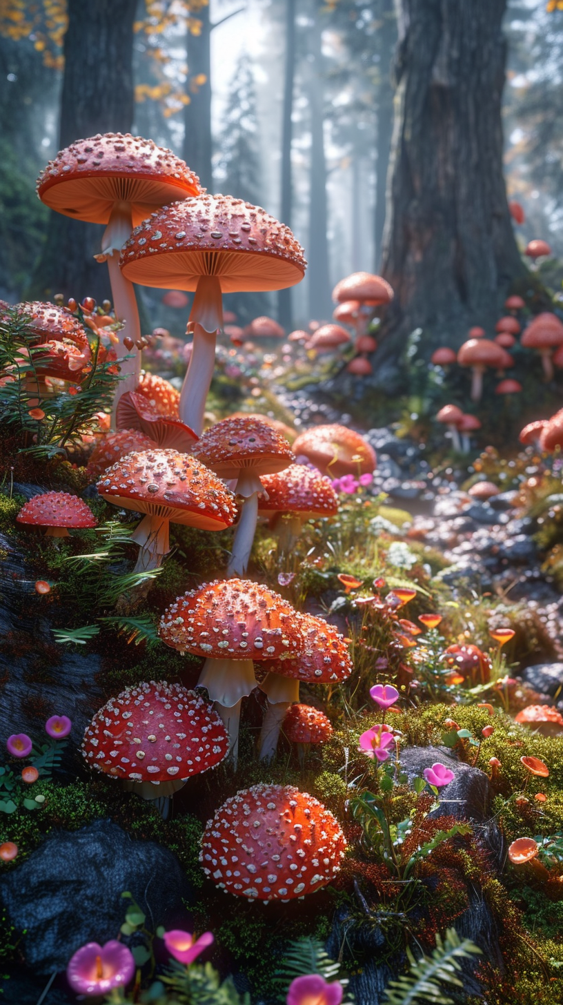 Alice Wonderland Magic Mushrooms Day Realistic