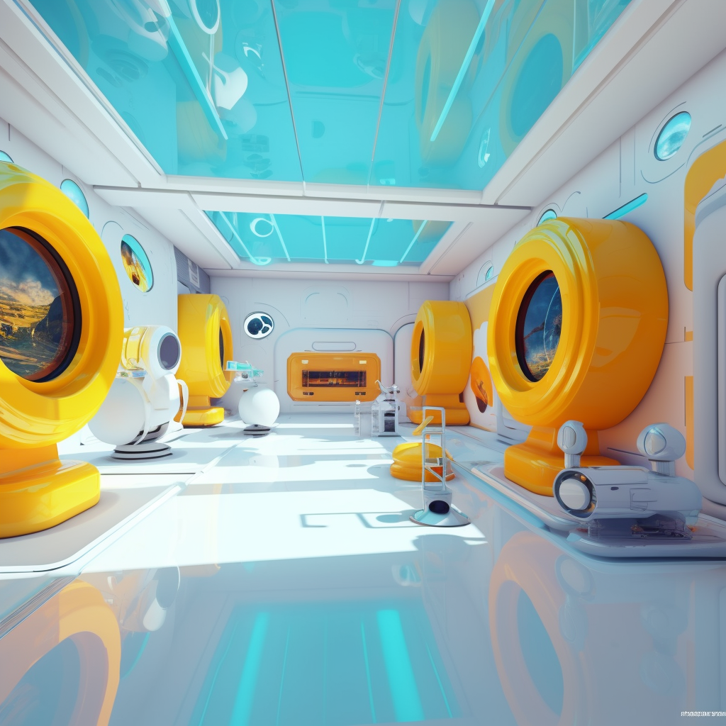 Colorful alien lab in virtual world