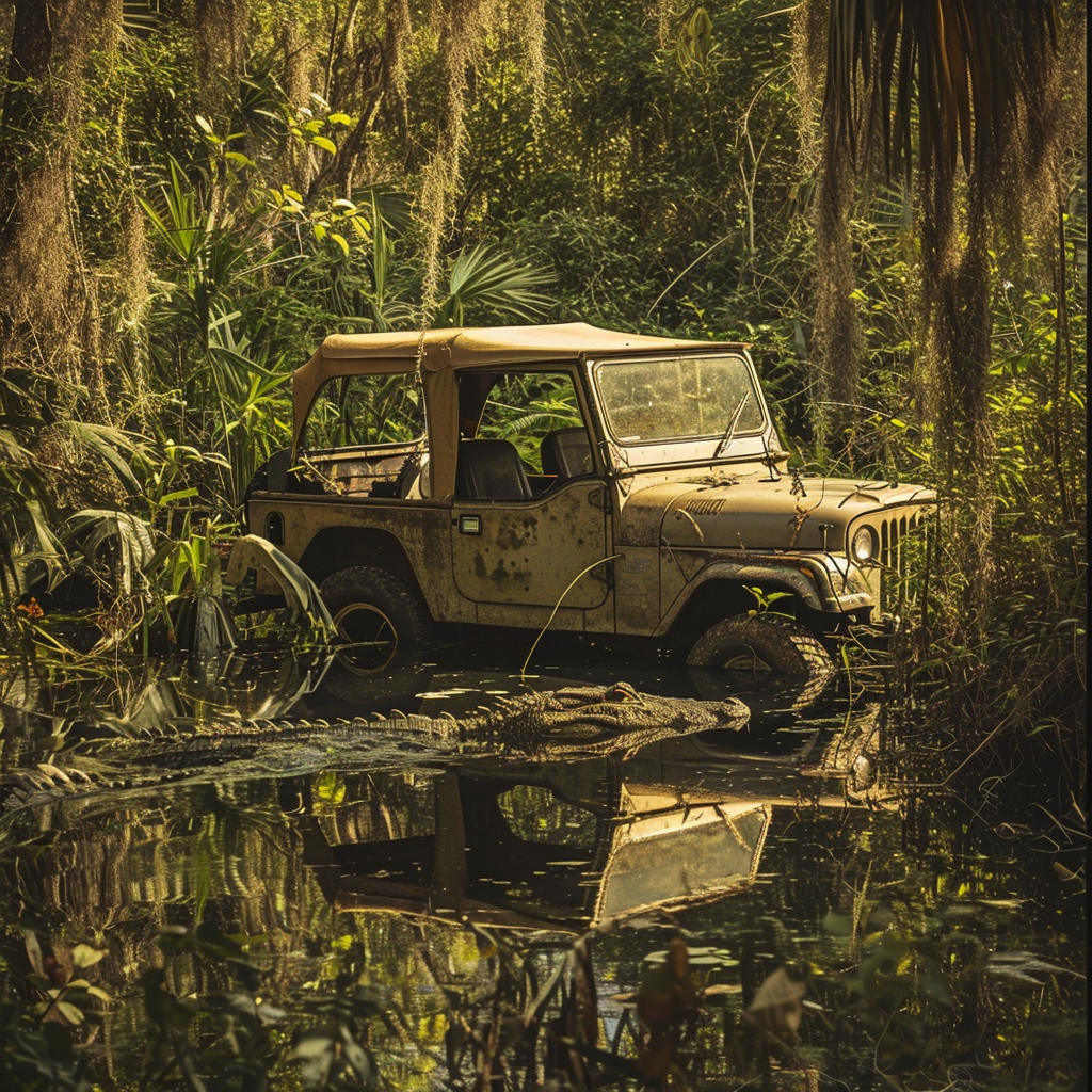 Alligator Riding Swamp Jeep ?