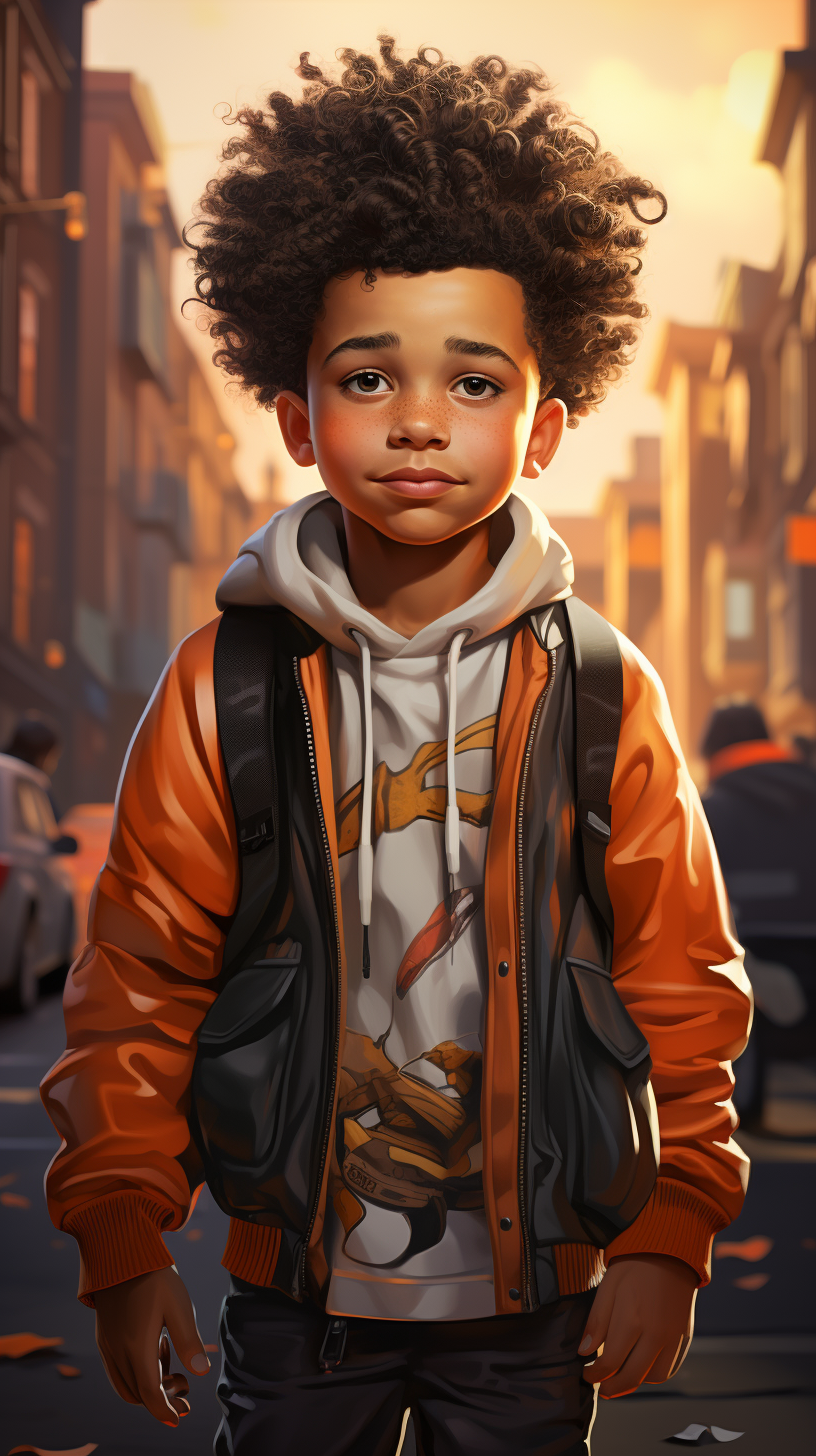 Cinematic cartoon of American black child