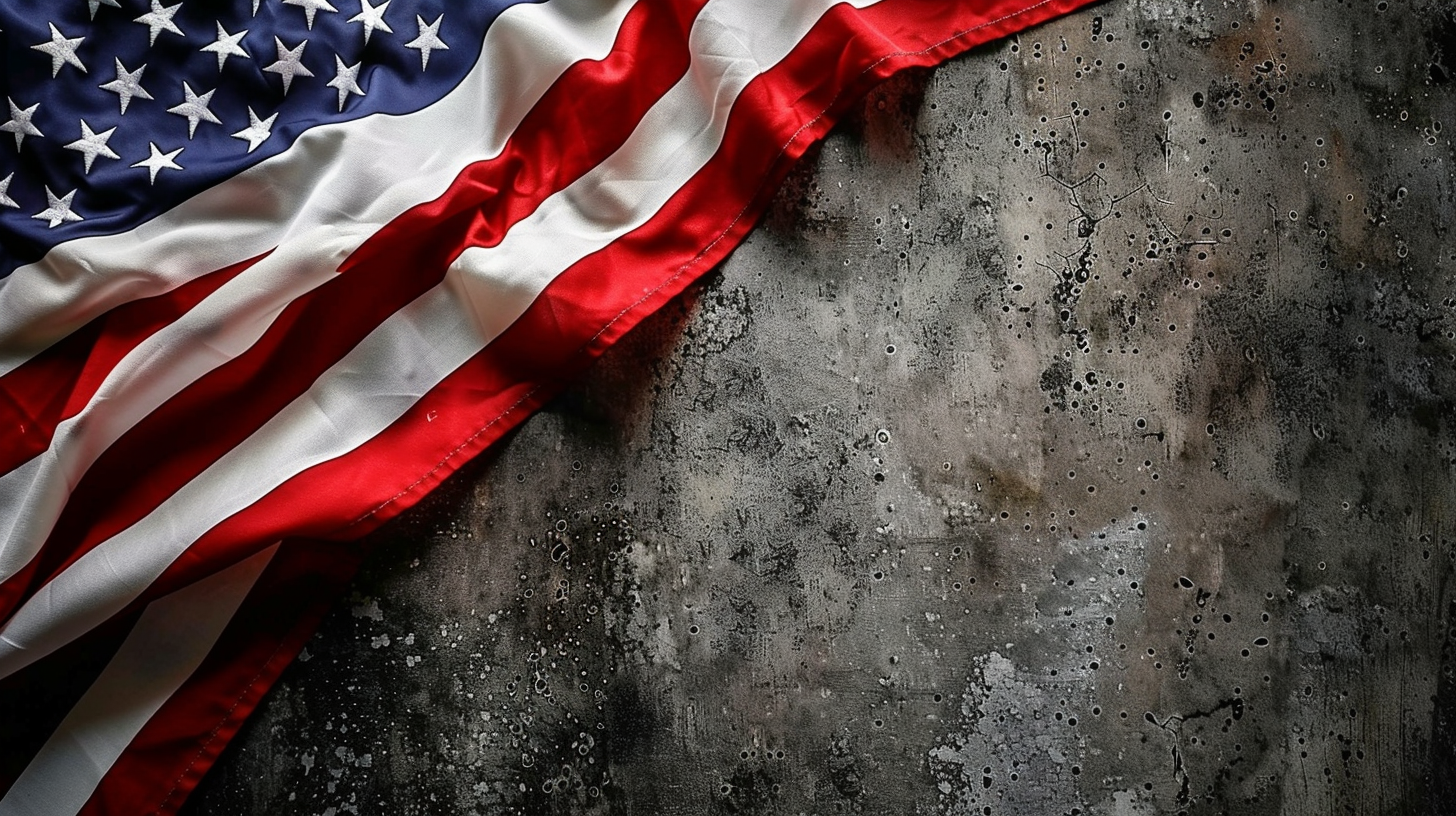 American flag on stone background