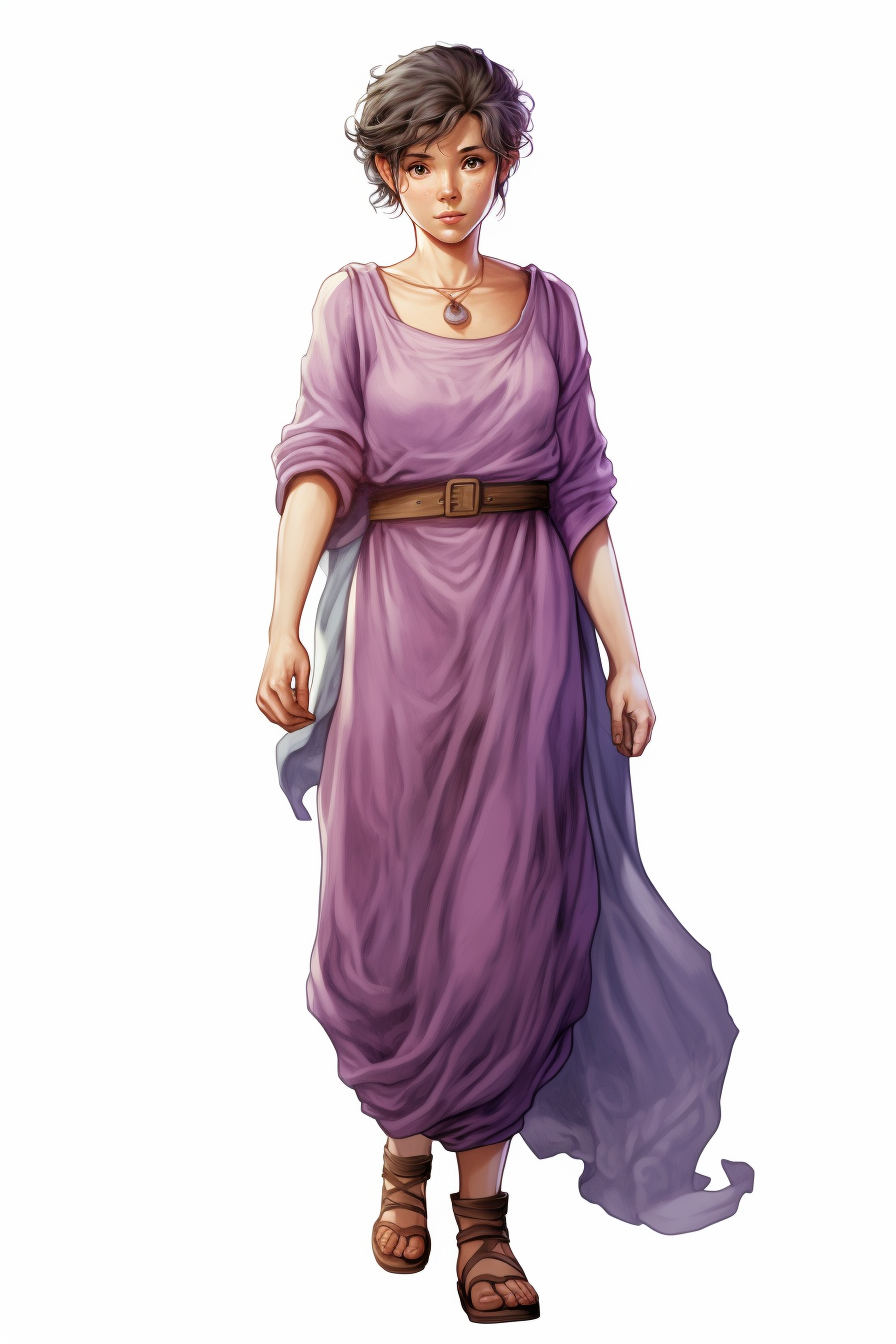 Gallic woman with short purple hair