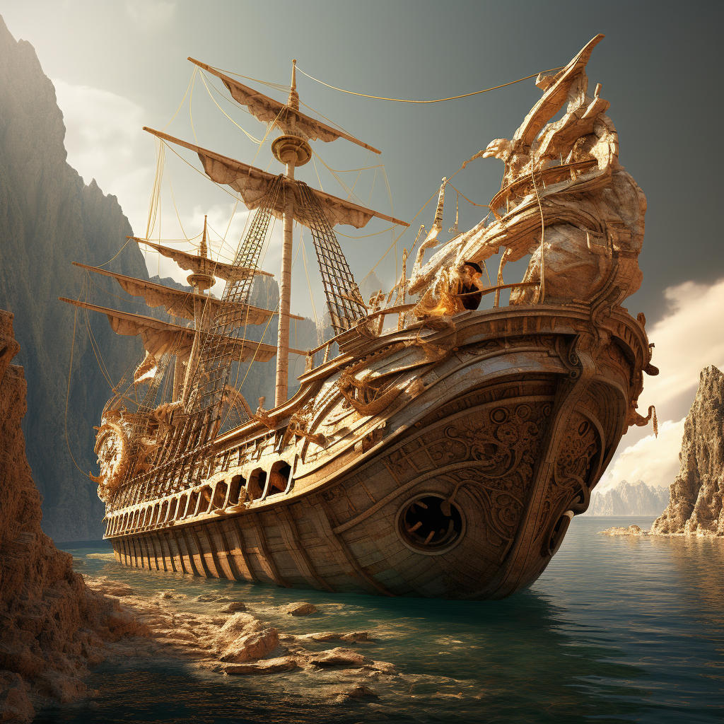 Ancient Greek ship Odyssey of the Hand