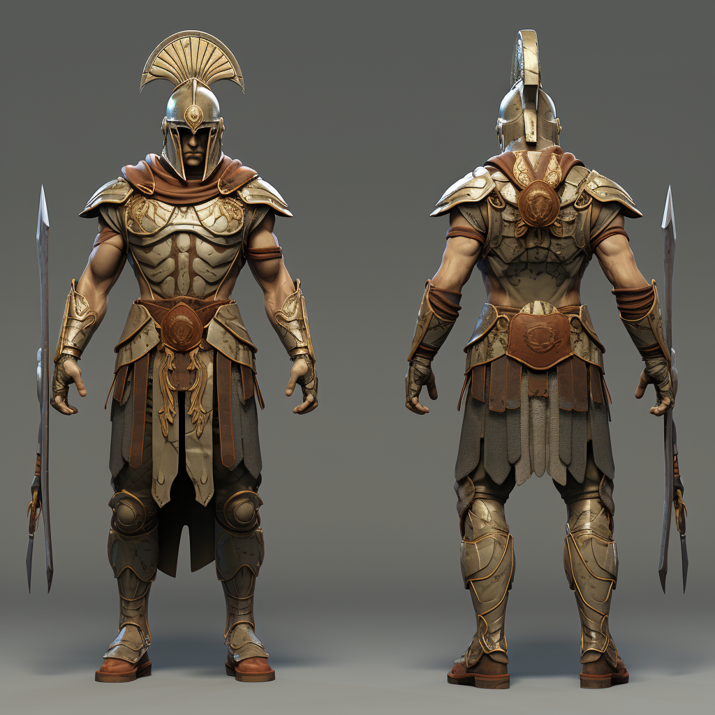 Greek warrior in futuristic armor