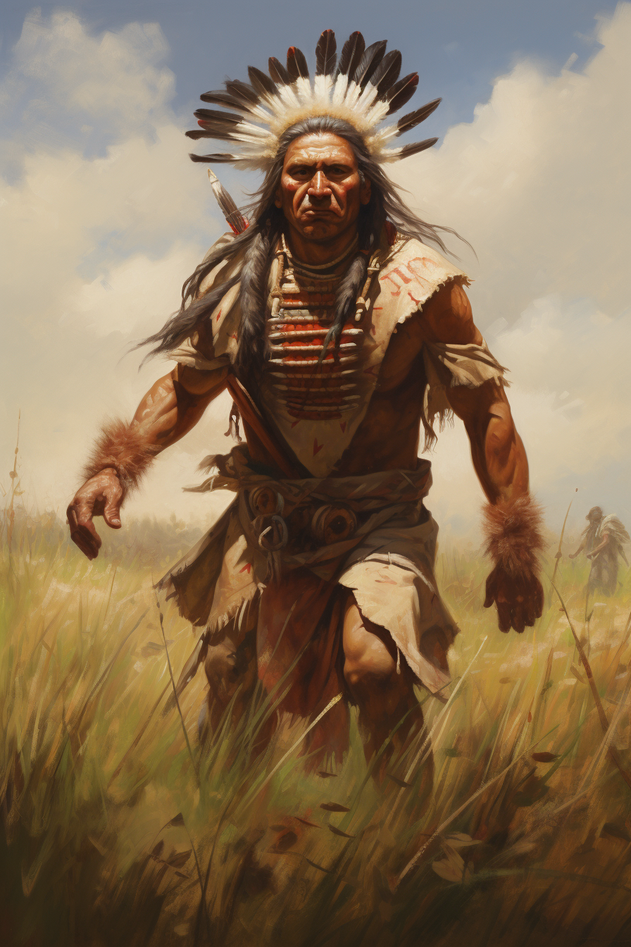 Ancient Iroquois American Warrior in Epic Meadow