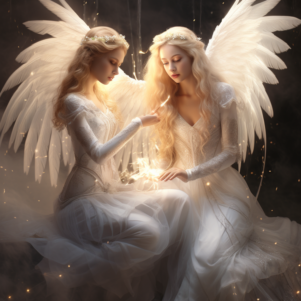 Angelic Women Luminous Wings