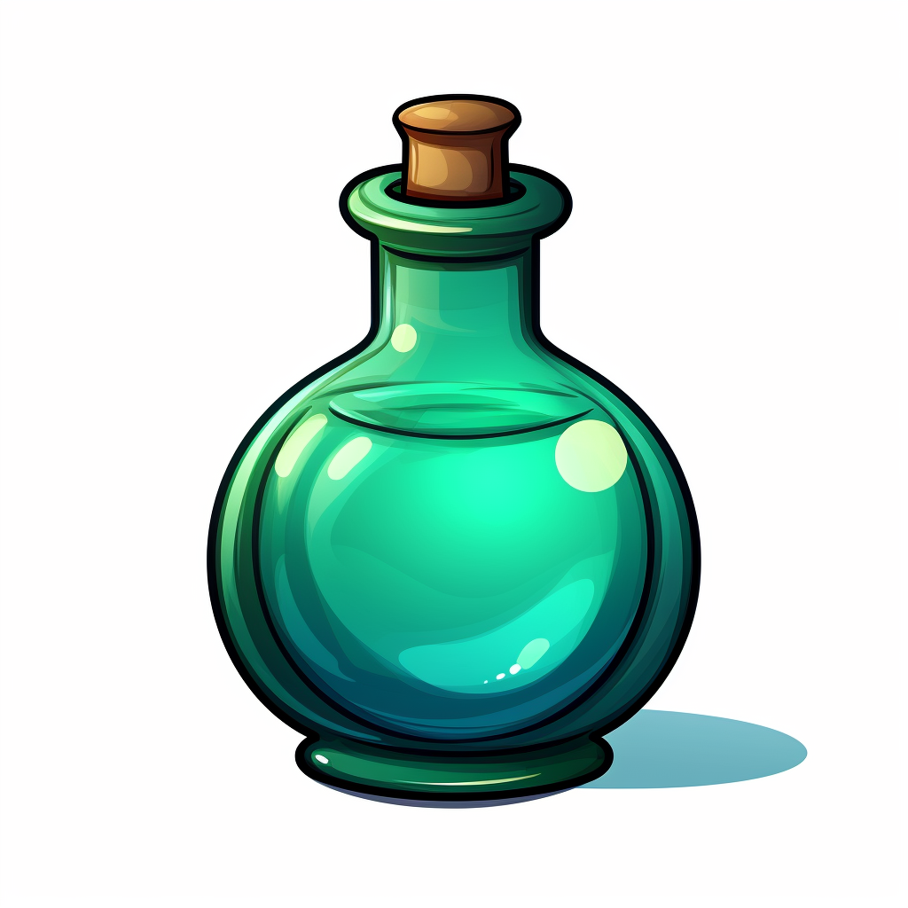 Cartoon potion bottle for animal communication