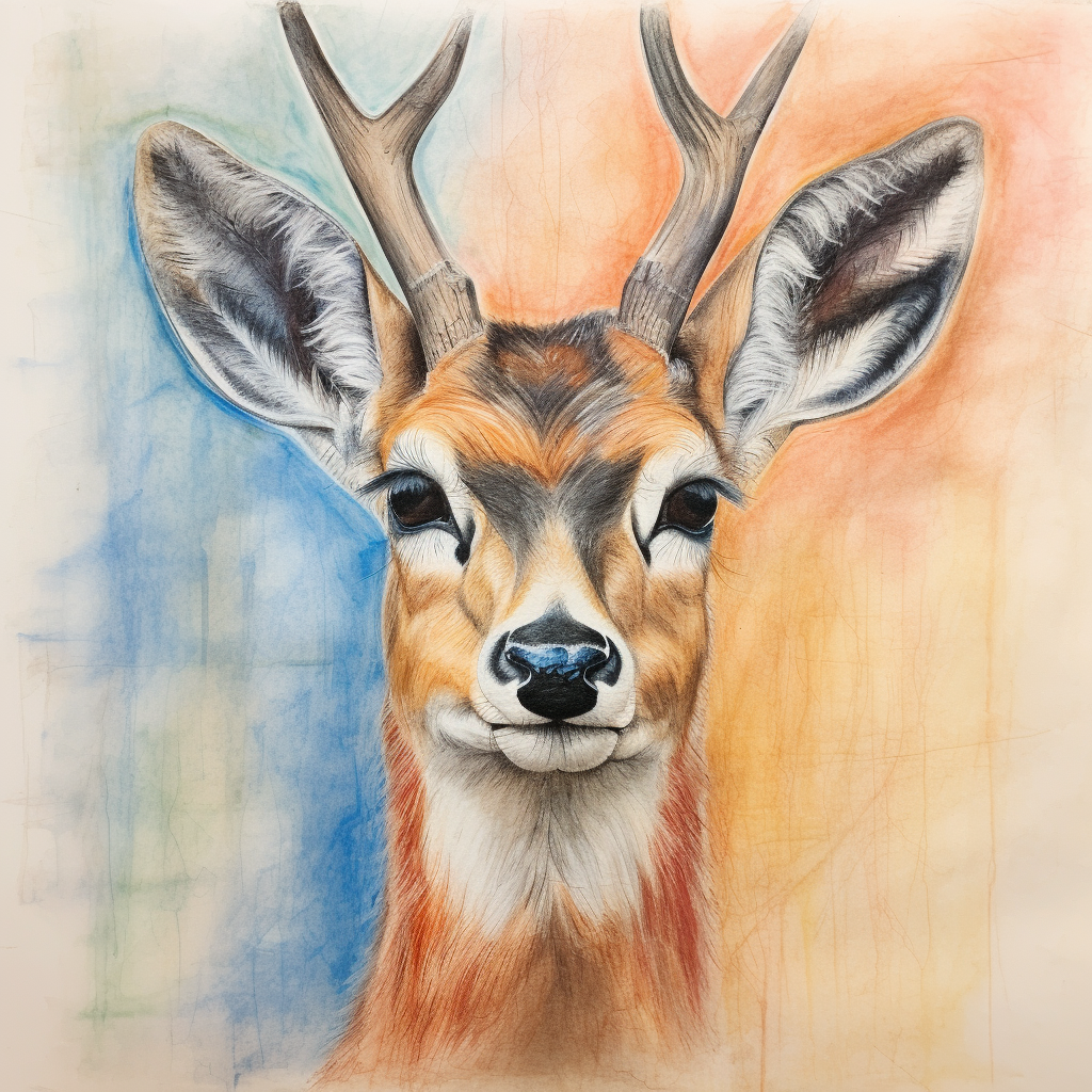 Colorful animal painting by young son