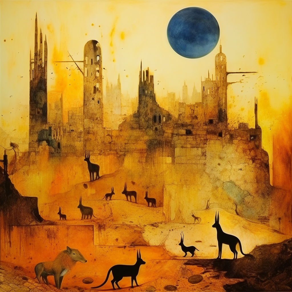 Running Animals in Desolate City Art