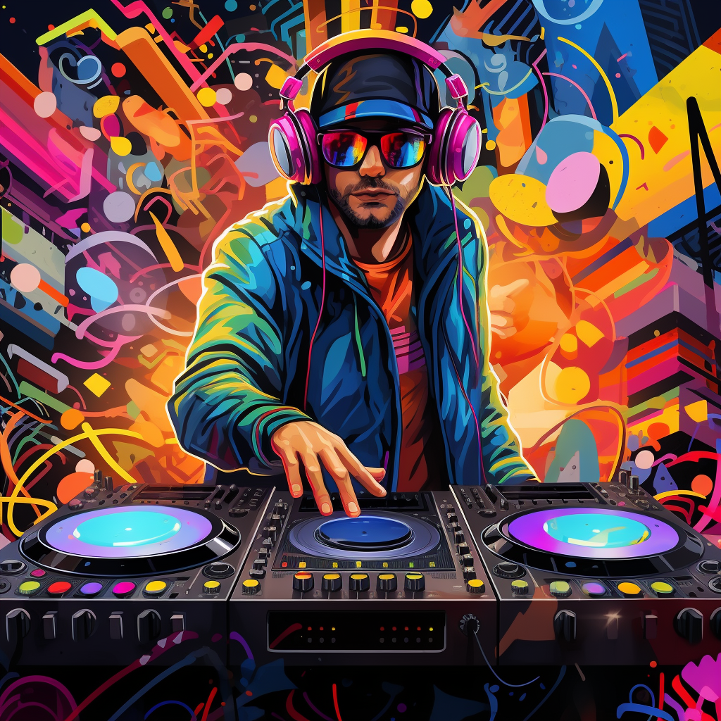 Colorful animation of a DJ set