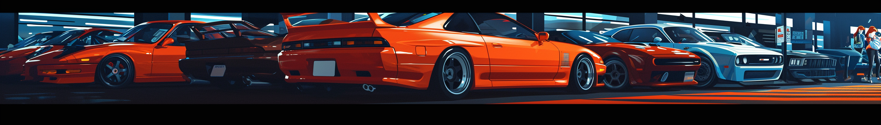 Anime Sport Cars Tradeshow Illustration