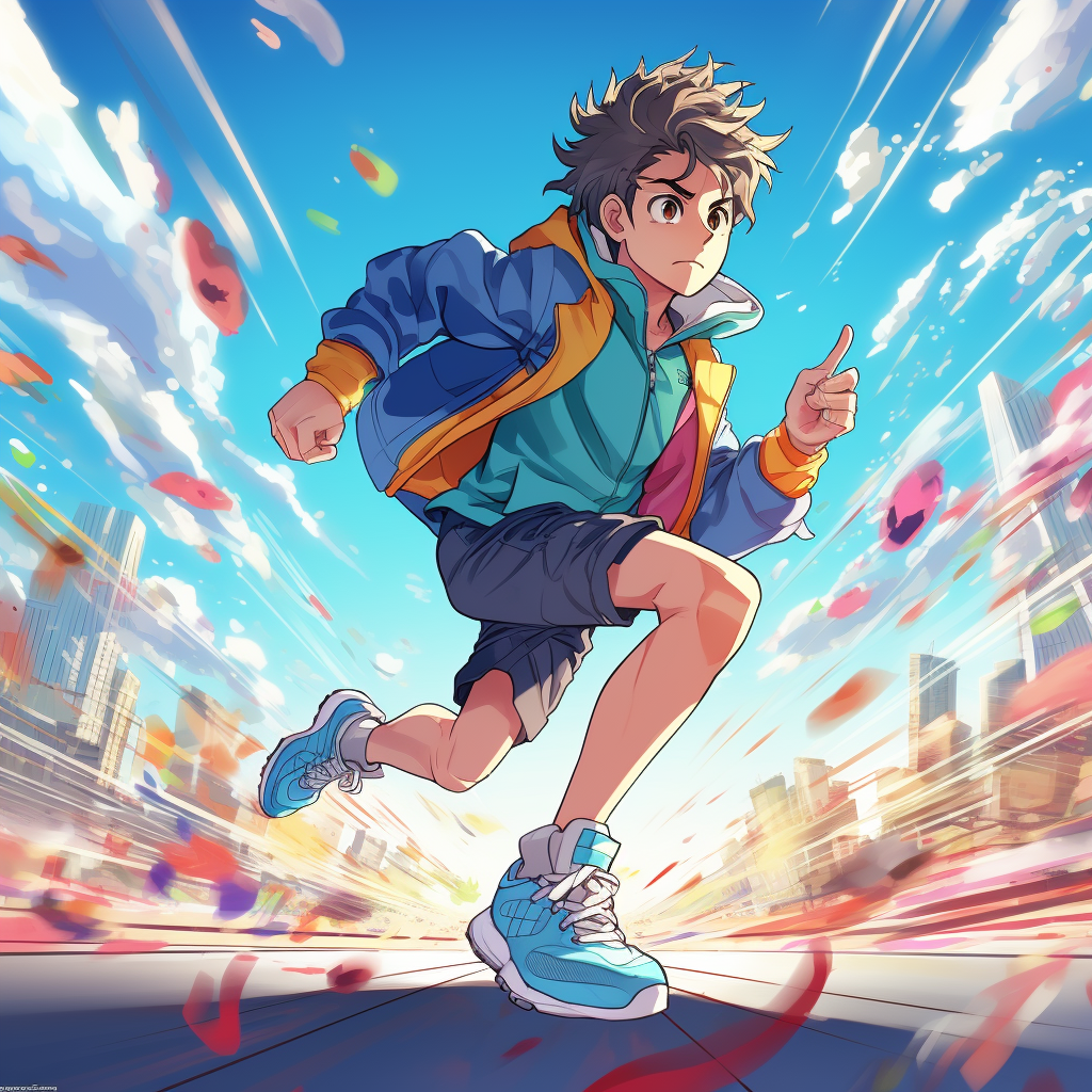 Anime Character Running with Sneakers