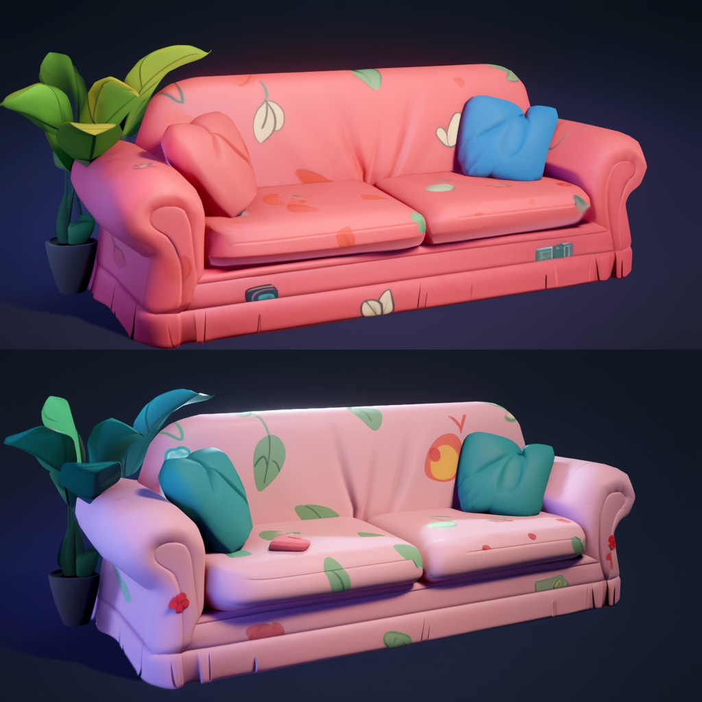 Realistic Anime Sofa Design