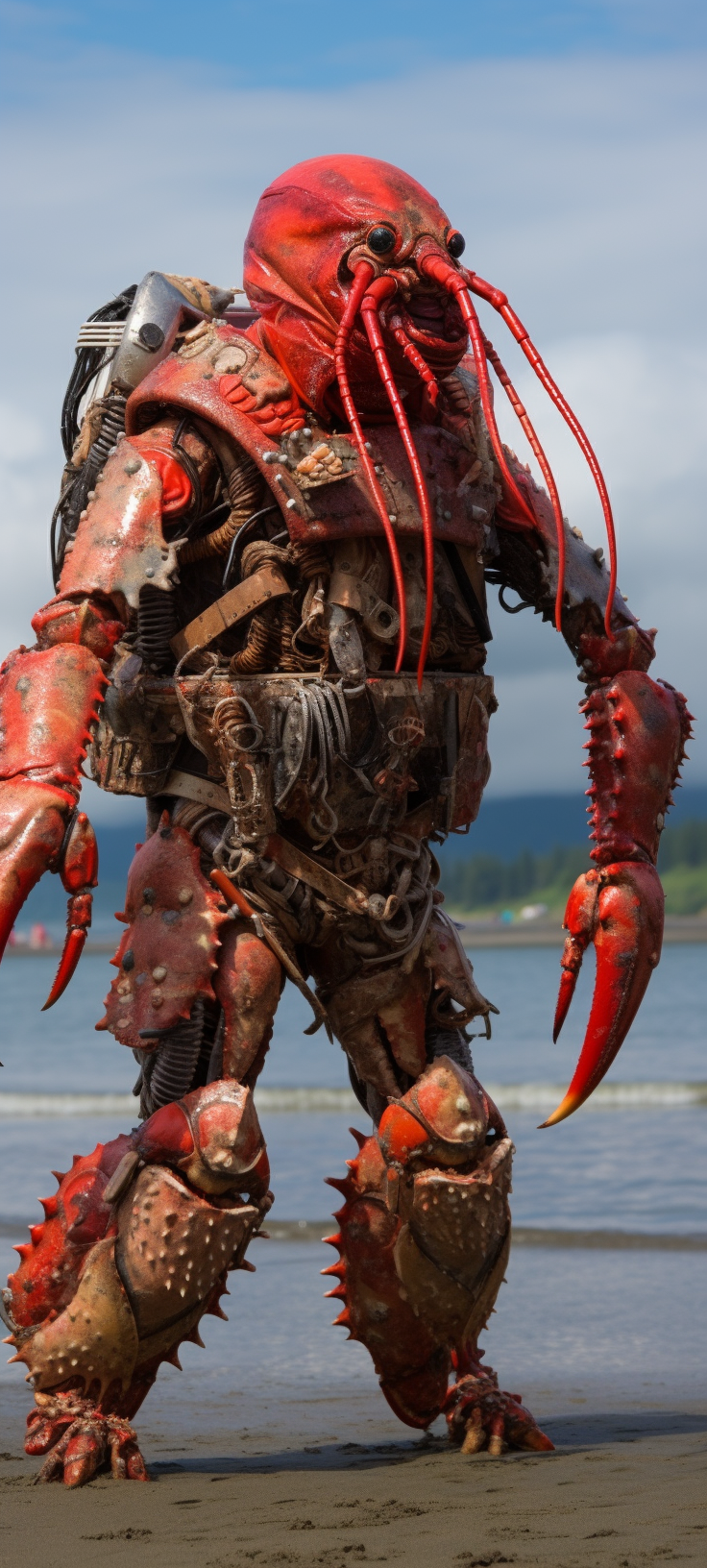 Crustacean man contest participants showcasing their skills