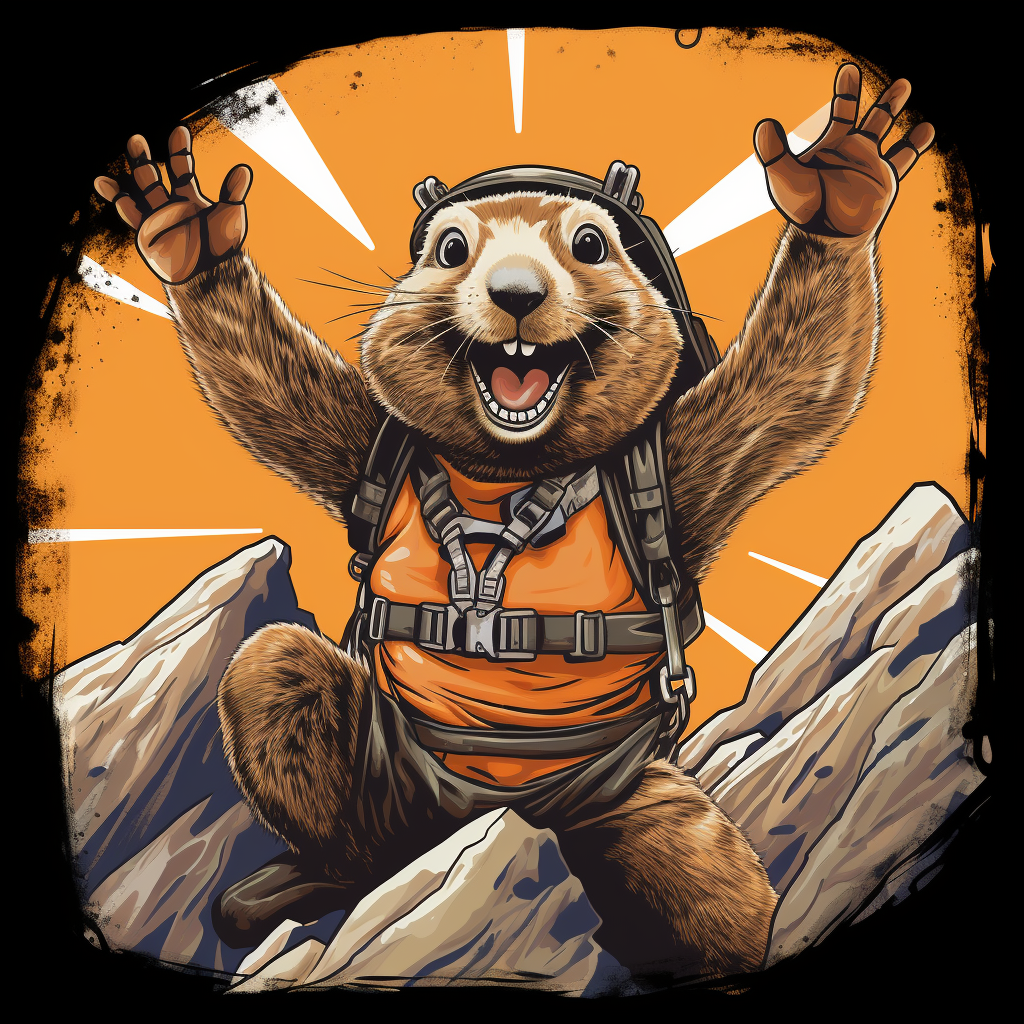 Funny groundhog rock climbing tshirt graphic