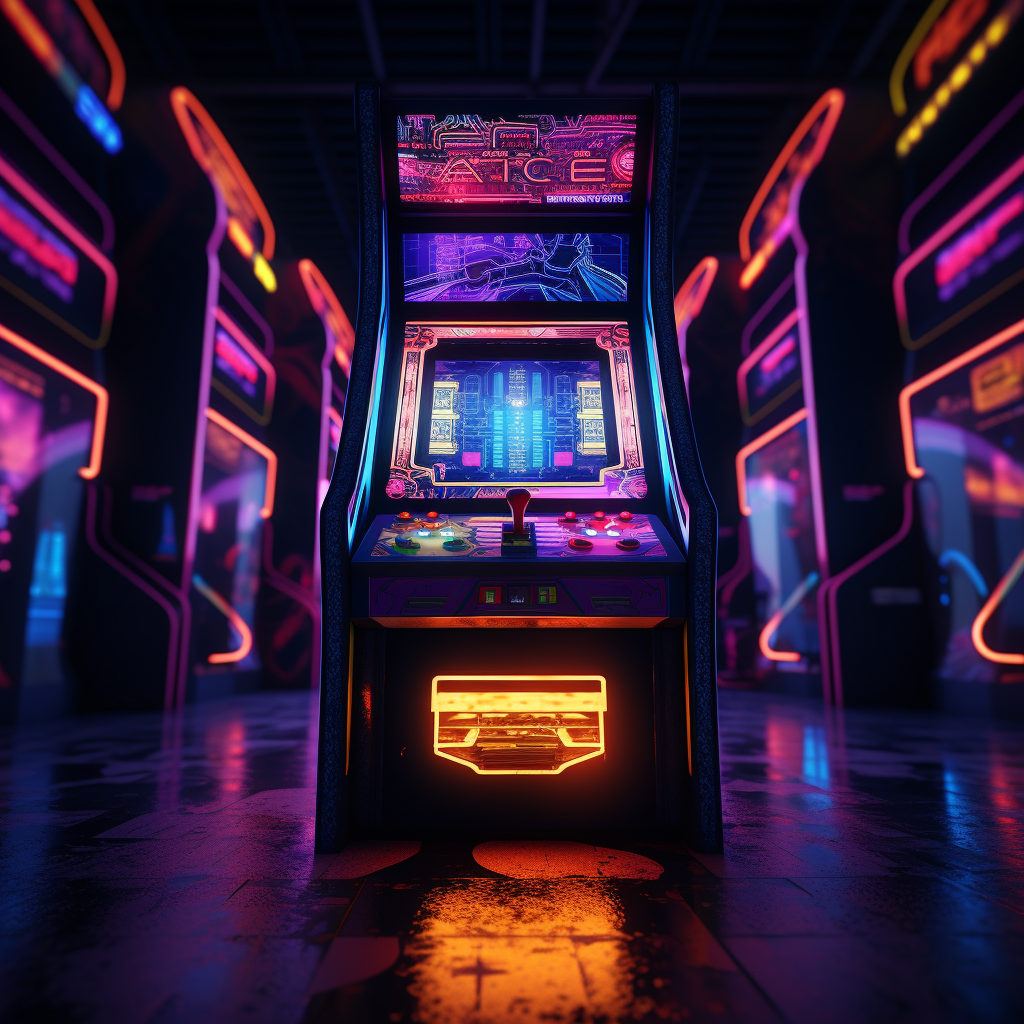 Neon arcade game machine frame