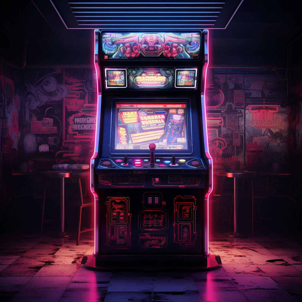 neon art arcade game machine