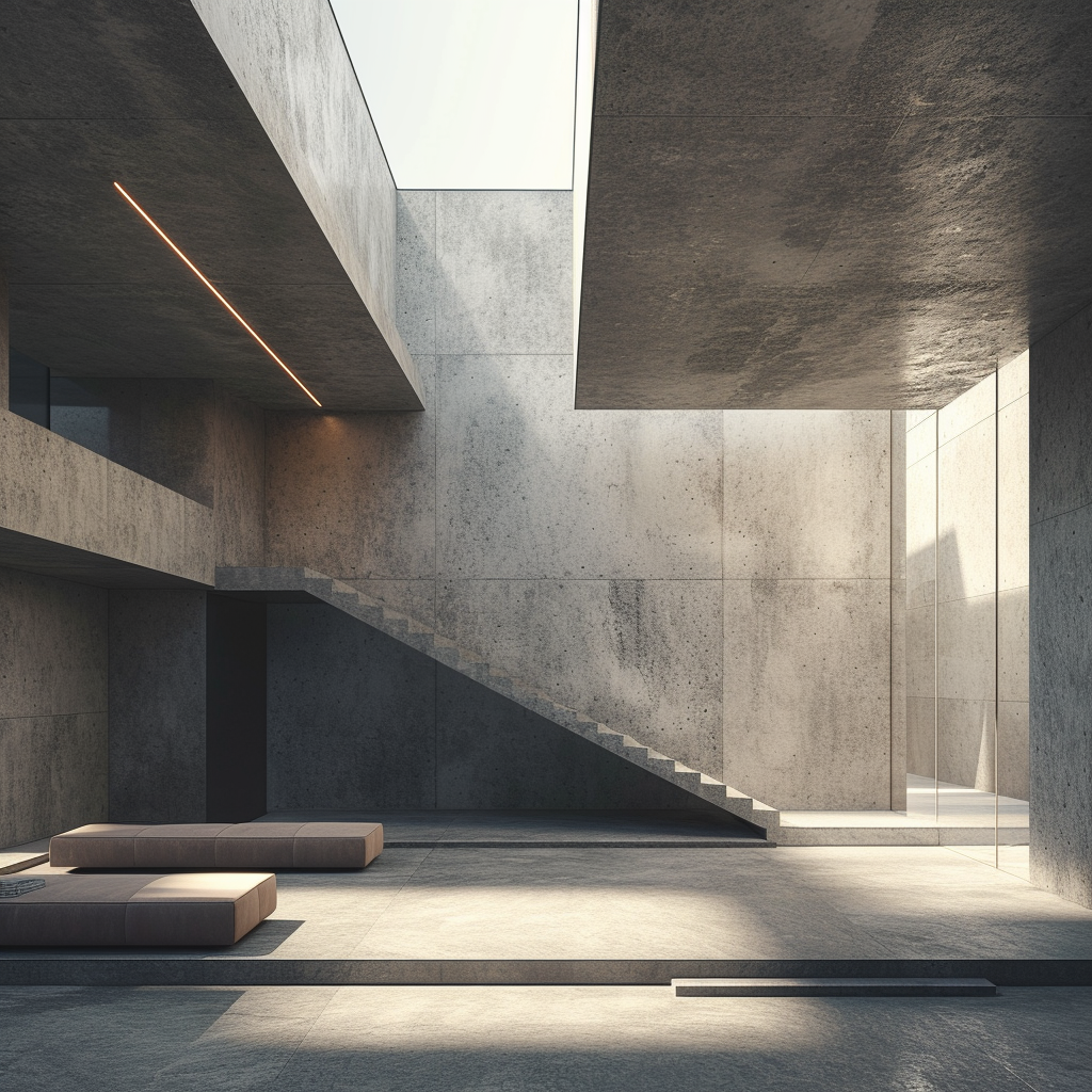 Architectural Indoor Rendering with Concrete Walls and Light