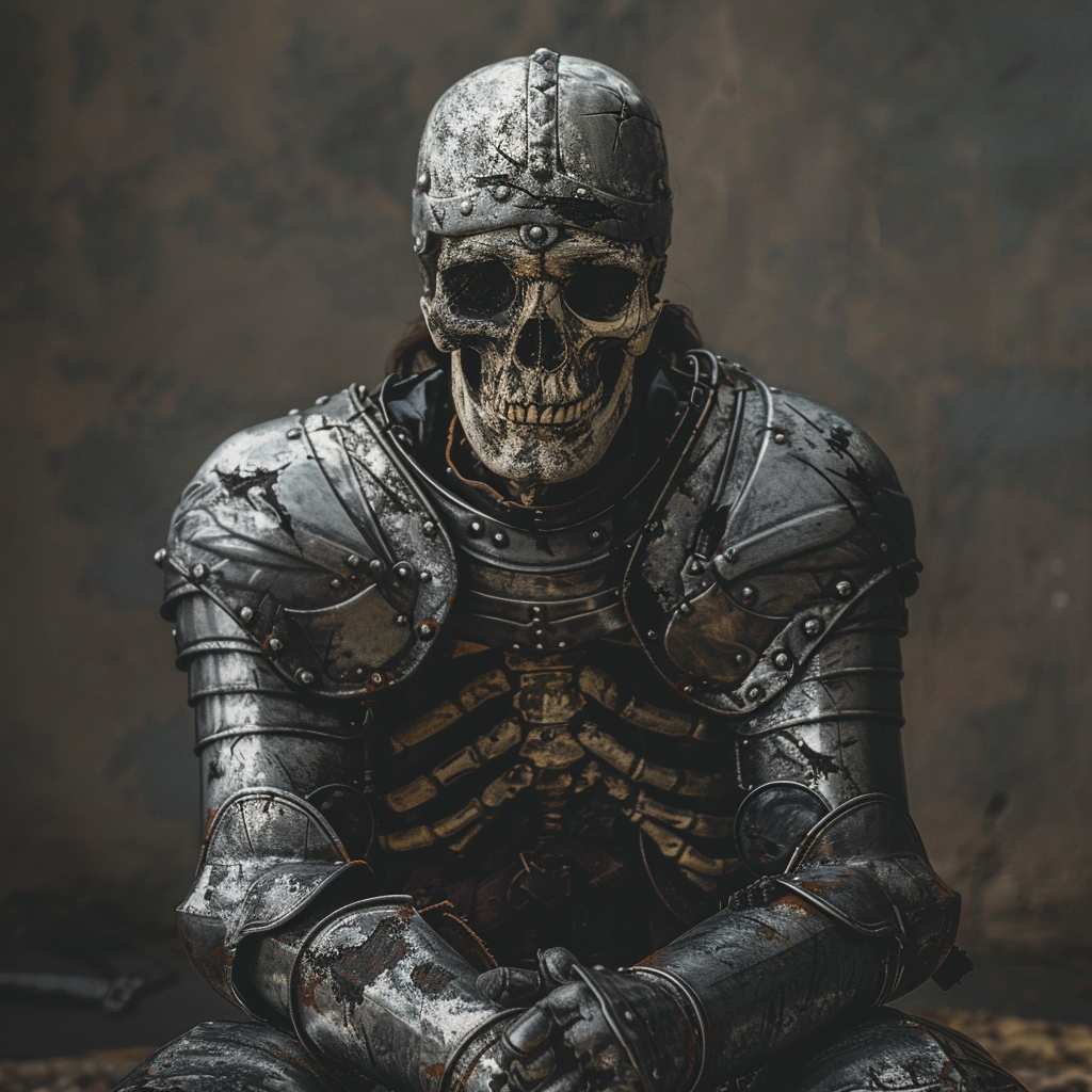 Medieval warrior with skull head