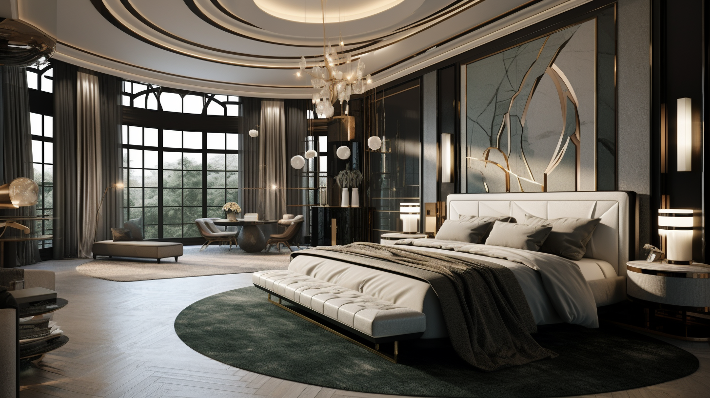 Art Deco style bedroom interior