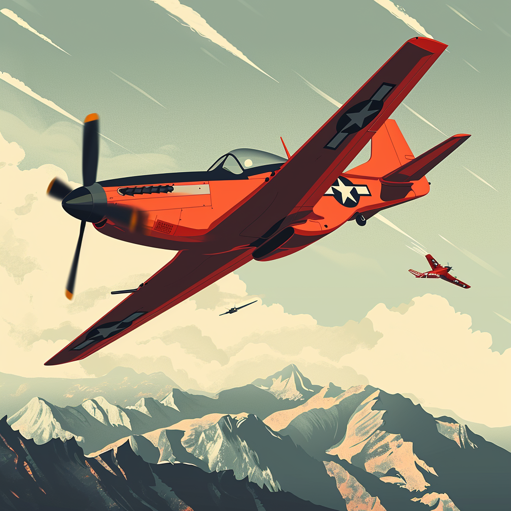 Art Deco WW2 Poster with P51 Mustang Soaring