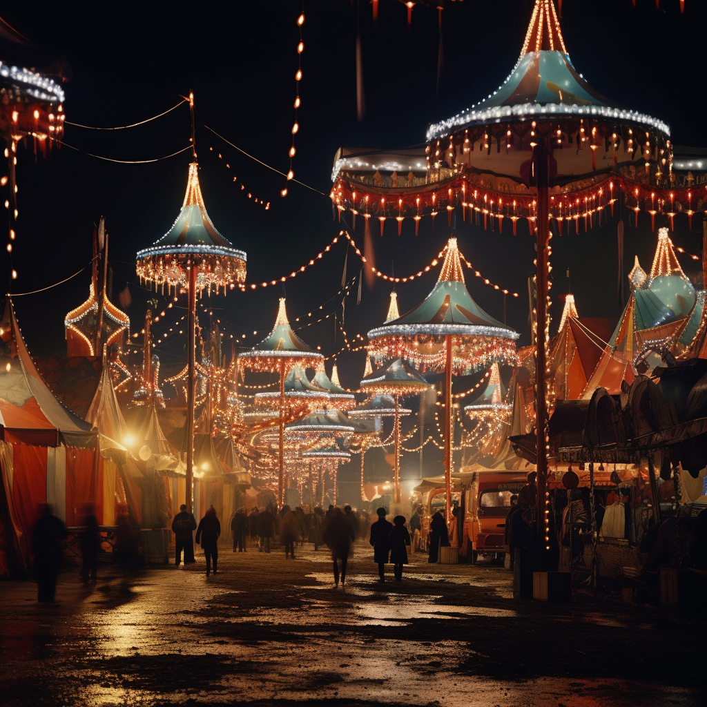 Mesmerizing circus lights at night