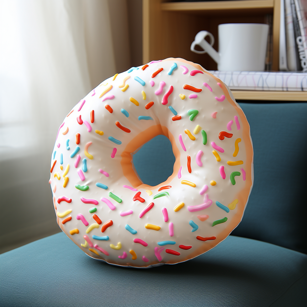 White cushion shaped like a doughnut