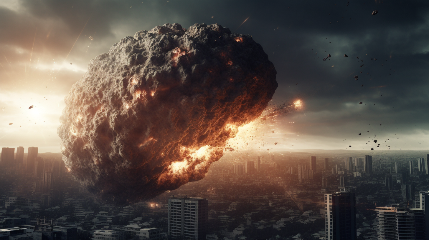 City under attack by asteroid