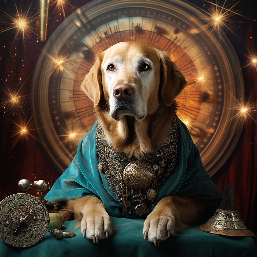 Dog Astrologer with Cosmic Background