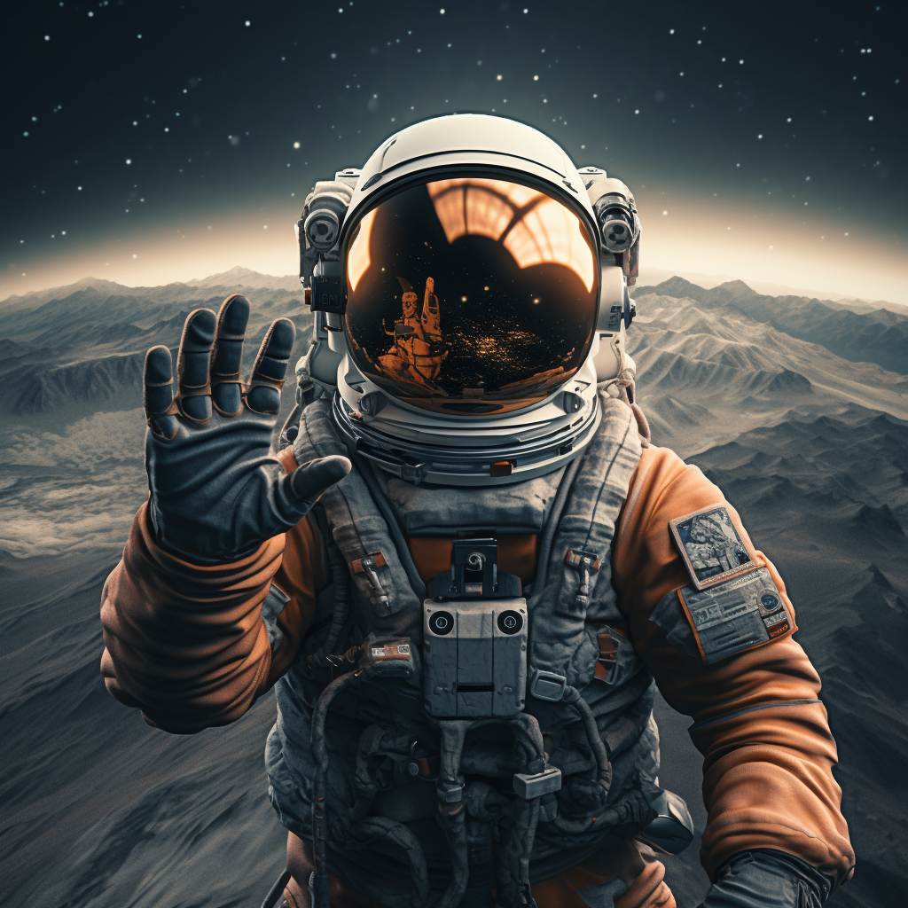 Astronaut wearing gloves in 3D style